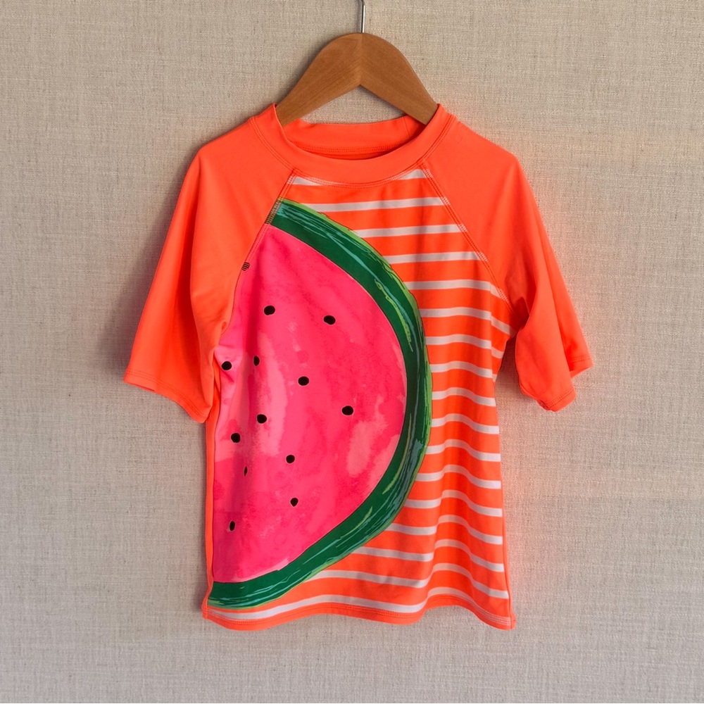 wonder nation Orange Pink Watermelon Kids Rashguard 10/12